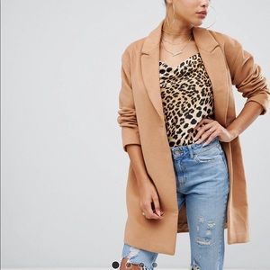 Boohoo wool look coat in camel